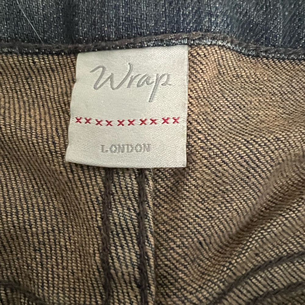Wrap London Funky Denim Jeans with Light Tan at Top, Size 6 - Picture 2 of 16